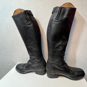 Ariat Black Leather Riding Boots Women's 7.5B Short Equestrian Zip Up Laced